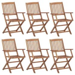 Chaises pliables de 6 pcs Bois d'acacia solide