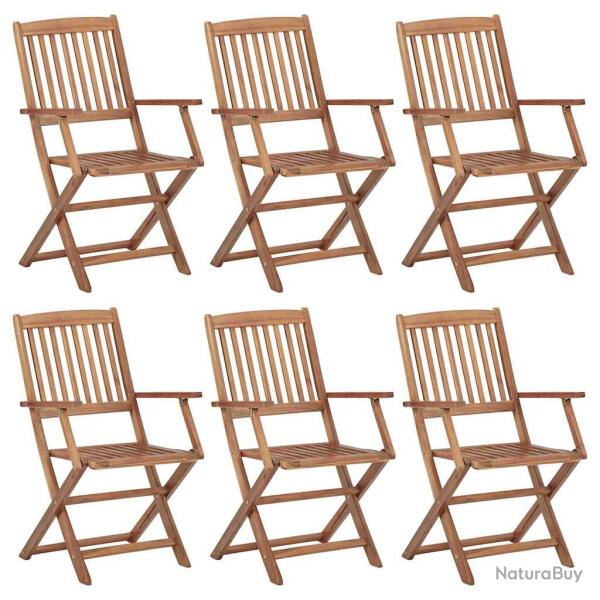 Chaises pliables de 6 pcs Bois d'acacia solide