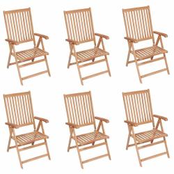 Chaises inclinables de lot de 6 Bois de teck solide