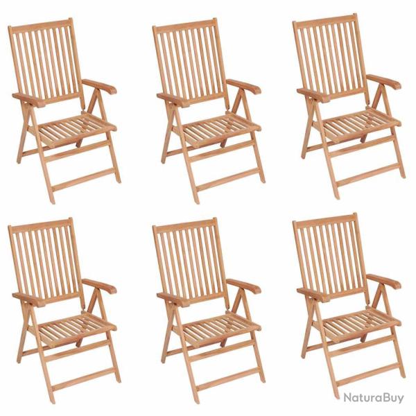 Chaises inclinables de lot de 6 Bois de teck solide