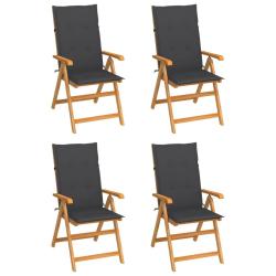 Chaises de lot de 4 avec coussins anthracite Teck solide