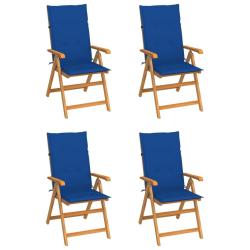 Chaises de lot de 4 avec coussins bleu royal Bois teck