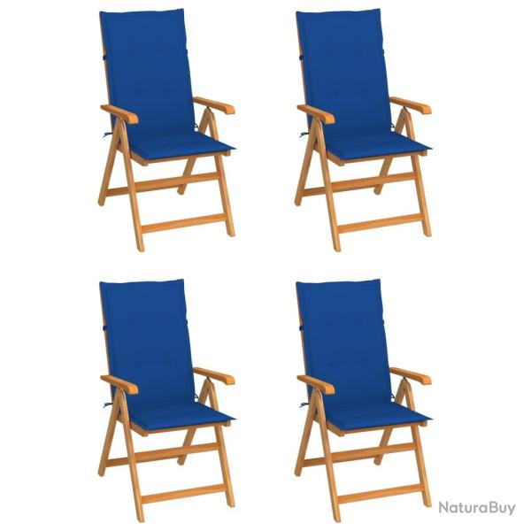 Chaises de lot de 4 avec coussins bleu royal Bois teck