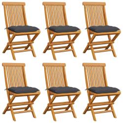 Chaises de et coussins anthracite lot de 6 Bois de teck