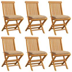 Chaises de et coussins beige lot de 6 Bois teck massif