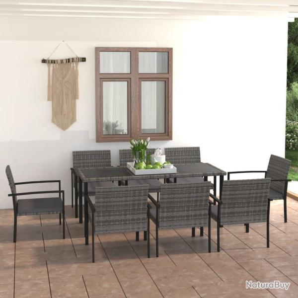 Ensemble � manger de 9 pcs R�sine tress�e Gris