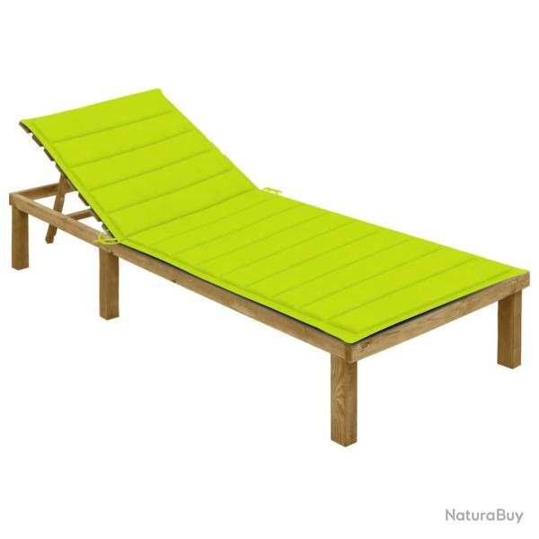 Chaise longue avec coussin vert vif Bois de pin impr�gn�