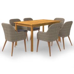 Ensemble &agrave; manger de 7 pcs Marron