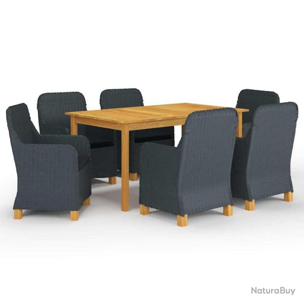 Ensemble � manger de 7 pi�ces, gris fonc�, pour le jardin