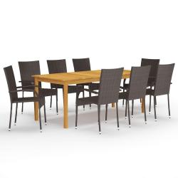 Ensemble &agrave; manger de 9 pcs Marron