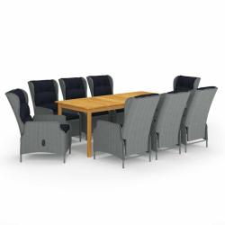 Ensemble &agrave; manger de 9 pcs Gris clair