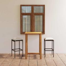 Ensemble de bar, 3 pi&egrave;ces, avec coussins, marron, pour le jardin