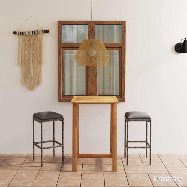 Ensemble de bar, 3 pi�ces, avec coussins, gris, pour le jardin