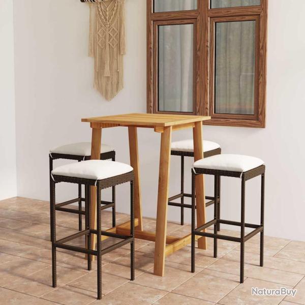 Ensemble de bar avec coussins, 5 pi�ces, marron
