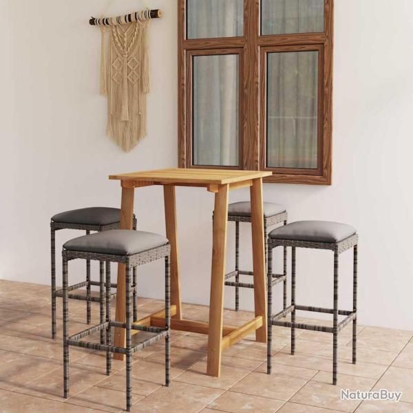 Ensemble de bar avec coussins, 5 pi�ces, gris