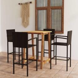 Ensemble de bar, 5 pi&egrave;ces, marron, pour la terrasse