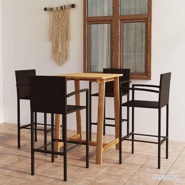 Ensemble de bar, 5 pi�ces, marron, pour la terrasse