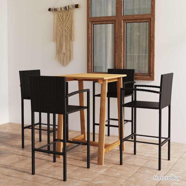 Ensemble de bar, 5 pi�ces, noir, pour la terrasse