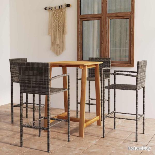 Ensemble de bar, 5 pi�ces, gris, pour la terrasse