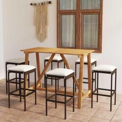 Ensemble de bar avec coussins, 7 pi&egrave;ces, marron