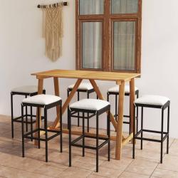 Ensemble de bar de avec coussins 7 pcs Noir
