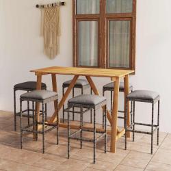 Ensemble de bar avec coussins, 7 pi&egrave;ces, gris