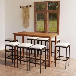 Ensemble de bar avec coussins, 9 pi&egrave;ces, noir