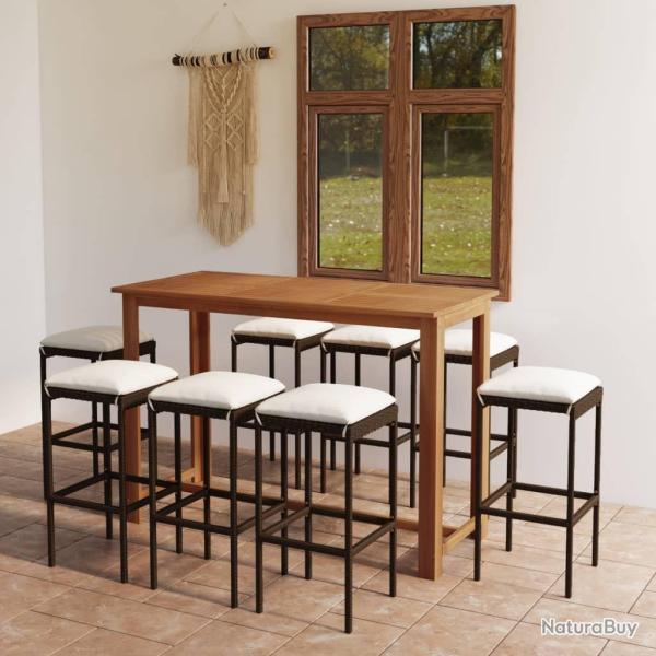 Ensemble de bar de avec coussins 9 pcs Noir