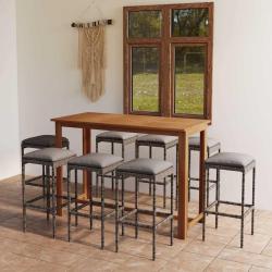 Ensemble de bar avec coussins, 9 pi&egrave;ces, gris