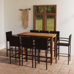 Ensemble de bar, 9 pi&egrave;ces, marron, pour le jardin