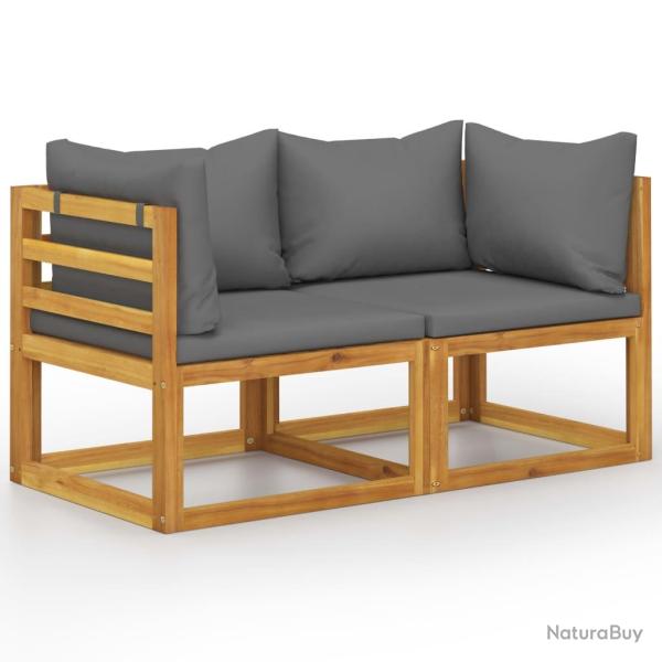 Banc de � 2 places avec coussins gris fonc�