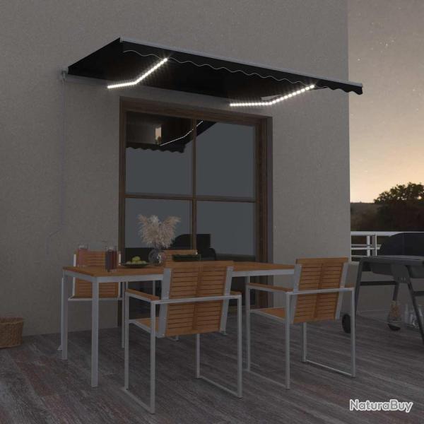 Auvent manuel r�tractable avec LED 300x250 cm Anthracite