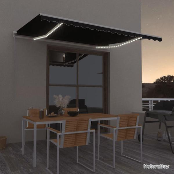 Auvent manuel r�tractable avec LED 400x300 cm Anthracite