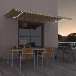 Auvent automatique capteur de vent/LED 500x300cm Jaune et blanc
