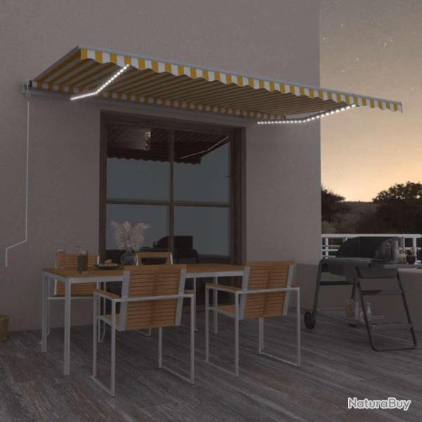 Auvent automatique capteur de vent/LED 500x300cm Jaune et blanc