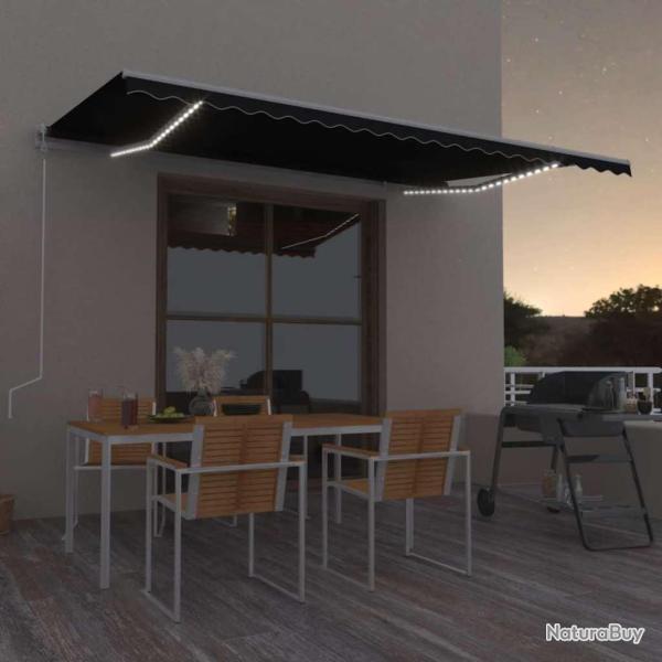 Auvent automatique et capteur de vent/LED 500x300 cm Anthracite