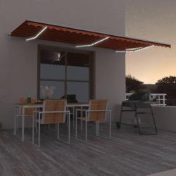 Auvent automatique capteur de vent LED 600x300 cm Orange marron