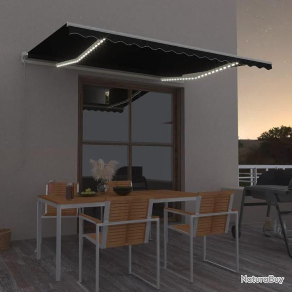 Auvent manuel r�tractable avec LED 400x350 cm Anthracite