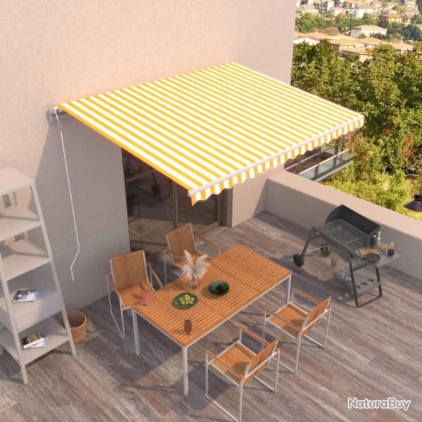 Auvent r�tractable automatique 450x350 cm Jaune et blanc