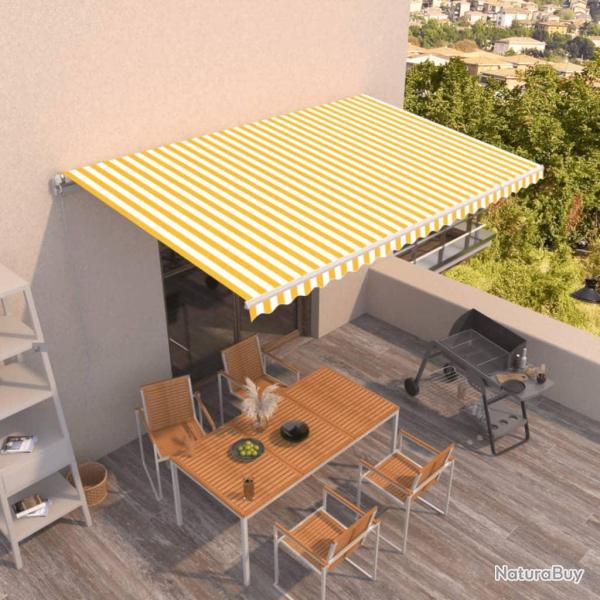 Auvent manuel r�tractable 500x350 cm Jaune et blanc