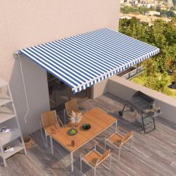 Auvent r&eacute;tractable automatique 500x350 cm Bleu et blanc