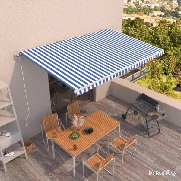Auvent r�tractable automatique 500x350 cm Bleu et blanc