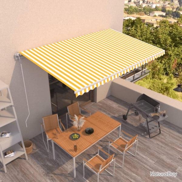 Auvent r�tractable automatique 500x350 cm Jaune et blanc