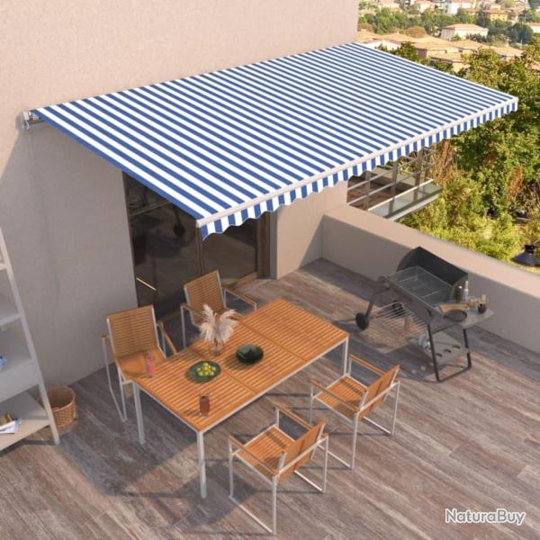 Auvent manuel r�tractable 600x350 cm Bleu et blanc