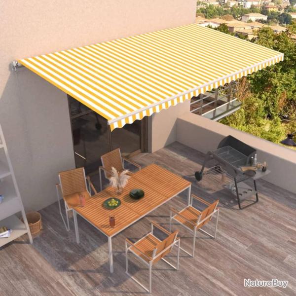 Auvent manuel r�tractable 600x350 cm Jaune et blanc