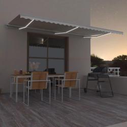 Auvent automatique avec capteur de vent et LED 600x350 cm Cr&egrave;me