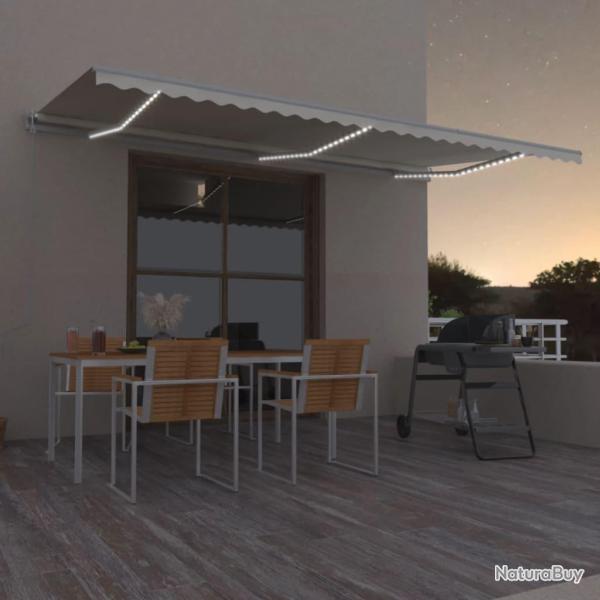 Auvent automatique avec capteur de vent et LED 600x350 cm Cr�me