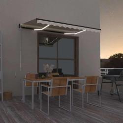 Auvent manuel r&eacute;tractable avec LED 350x250 cm Cr&egrave;me