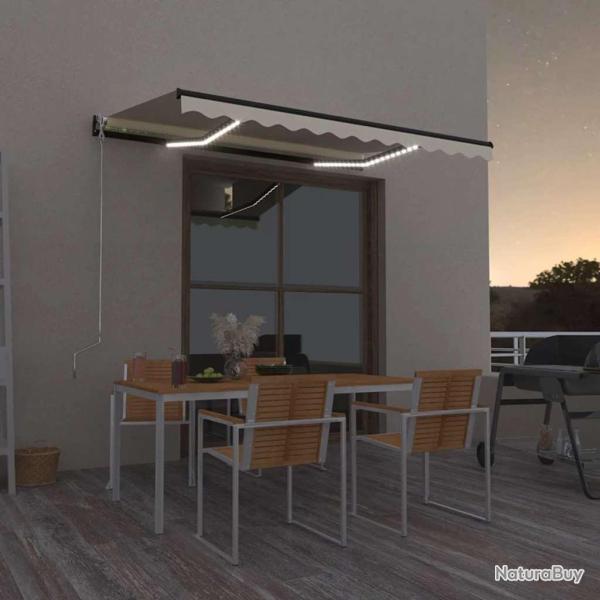 Auvent manuel r�tractable avec LED 350x250 cm Cr�me