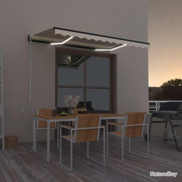 Auvent manuel r�tractable avec LED 350x250 cm Jaune et blanc